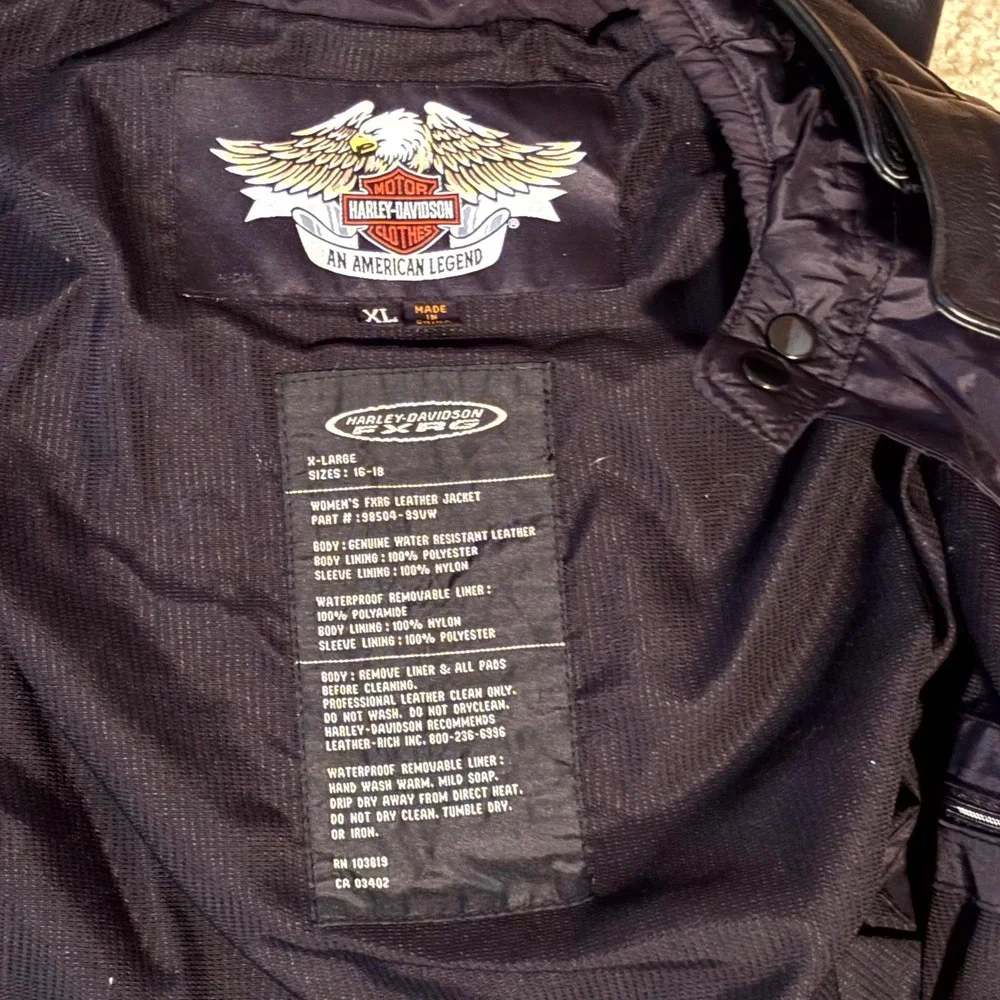 Harley-Davidson Women's XL Black Leather Motorcycle Jacket w/ Liner & Zip Pocket